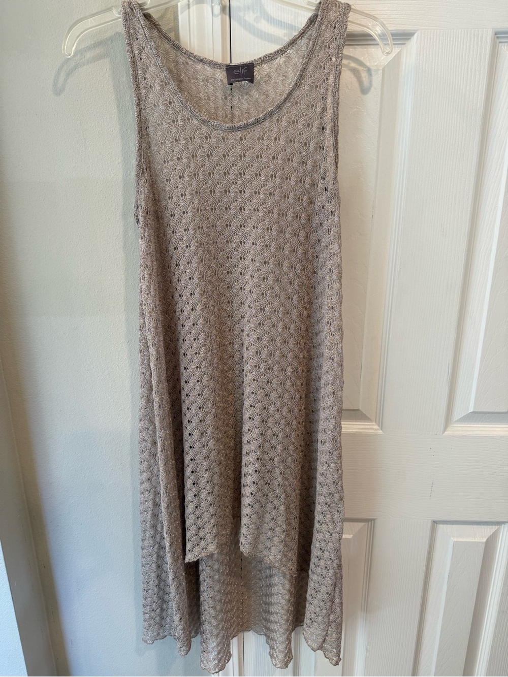 Elif by Jordan Taylor Gold Shimmery Metallic Mesh Sleeveless Beach Cover Up